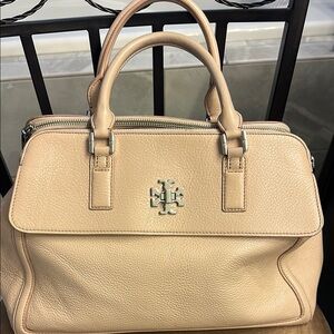Tory Burch Tan Leather Satchel with Structured Design